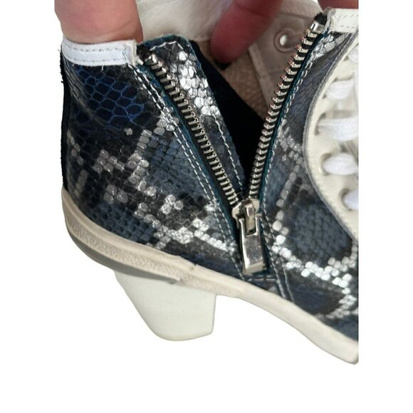 VINTAGE HAVANA Remiee Black Blue Snakeskin Embossed Leather Sneaker Bootie 5.5 - Picture 8 of 12